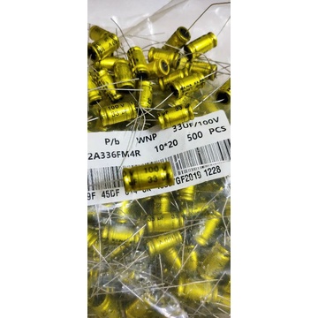 10 Tụ loa 2 đầu 33uf 100v màu vàng
