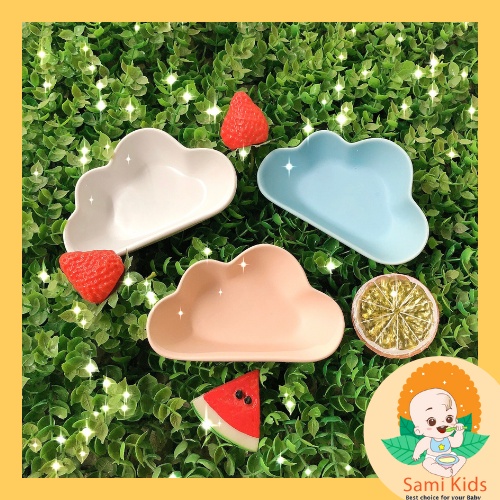 Đĩa gốm sứ mini hình đám mây cho bé ăn dặm kiểu nhật, chén bát đĩa cho trẻ SAMI KIDS