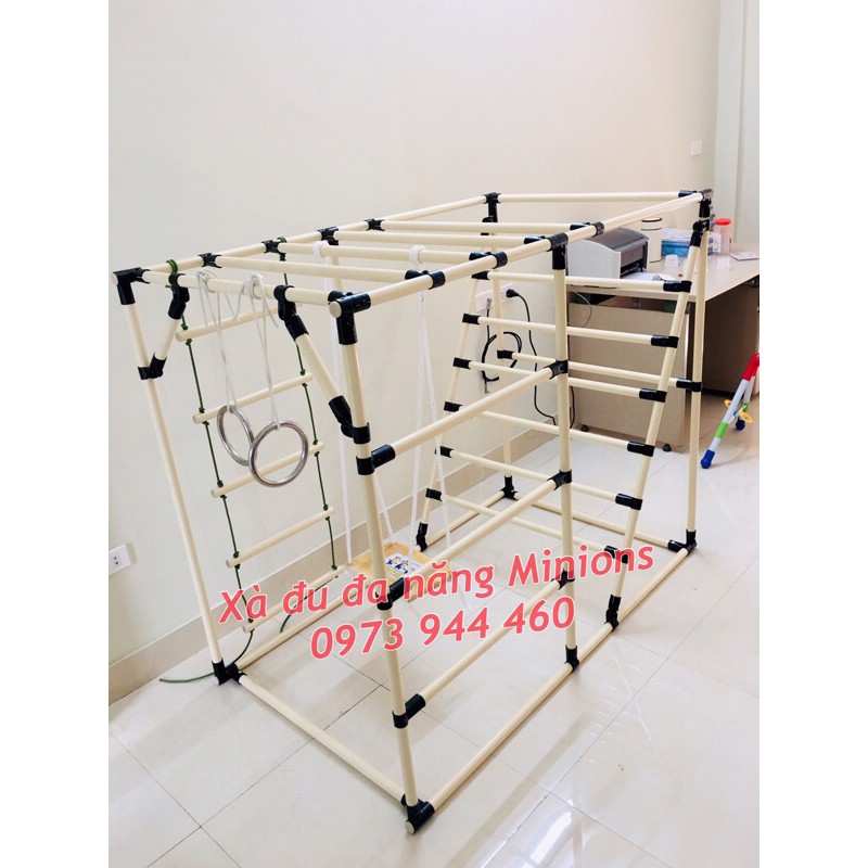 Bộ xà đu đa năng H1 (dành cho các bé từ 0>6 tuổi) Bộ cơ bản bao gồm khung xà và 3 phụ kiện(thang dây,xích đu,2 vòng đu)