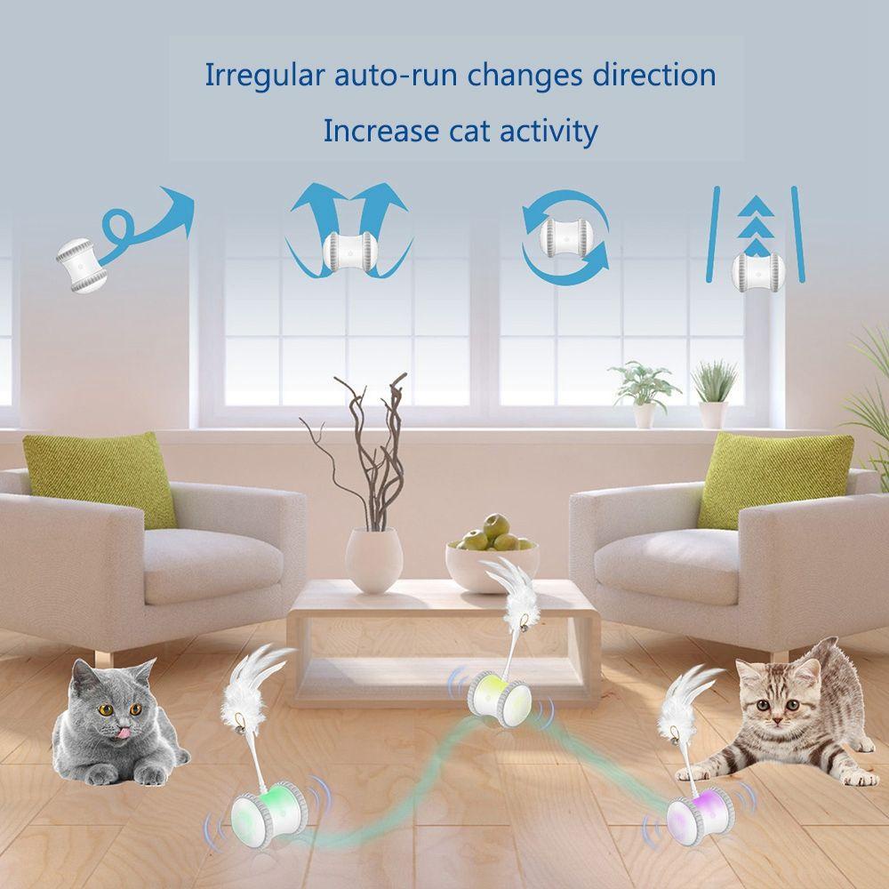 Đèn LED Sạc USB Thông Minh 360 Độ Đồ Chơi Cho Mèo° Xe Cân Bằng Xoay Được