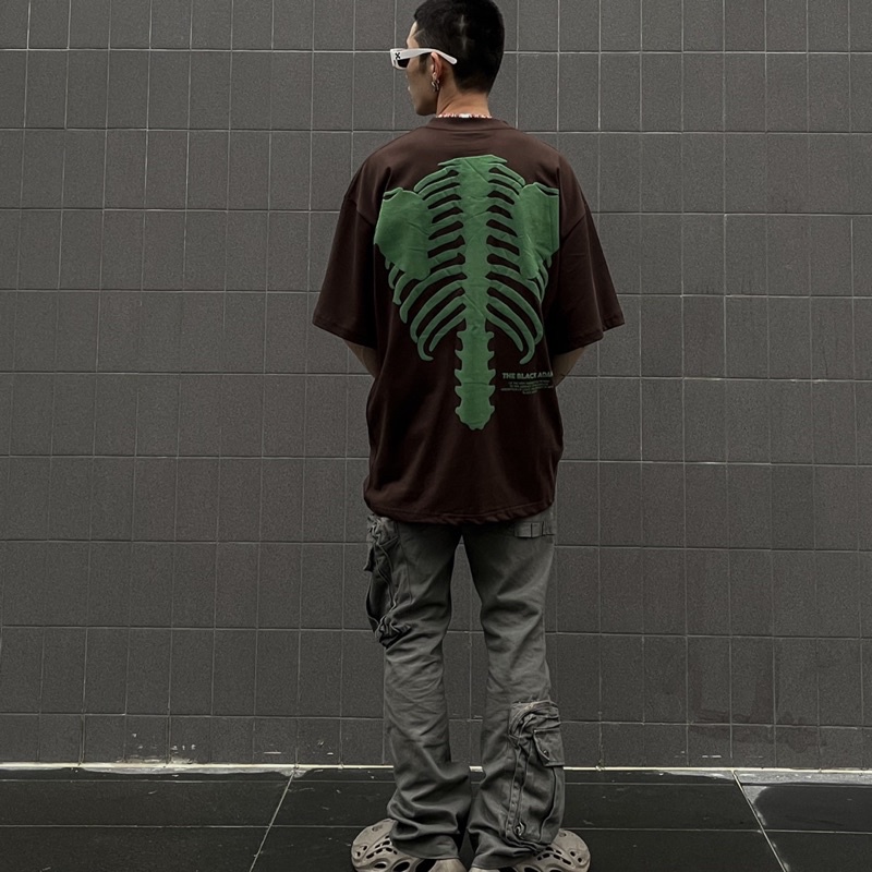 ÁO THUN SKELETON PHỐI MÀU NÂU / XANH THE BLACK ADAMS