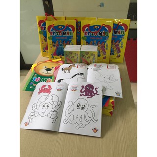Set 8 quyển tô màu cho bé ( tặng kèm 1 hộp sáp màu thơm)