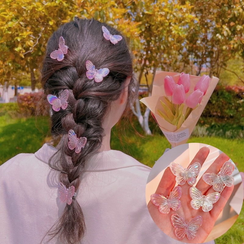 Kẹp Tóc Hình Bướm Trong Suốt Phong Cách Hàn Quốc Dễ Thương