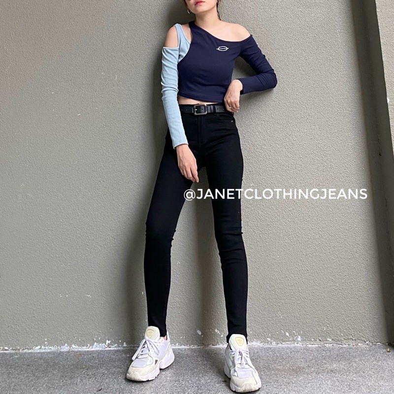 Quần skinny jeans co giãn đen tuyền