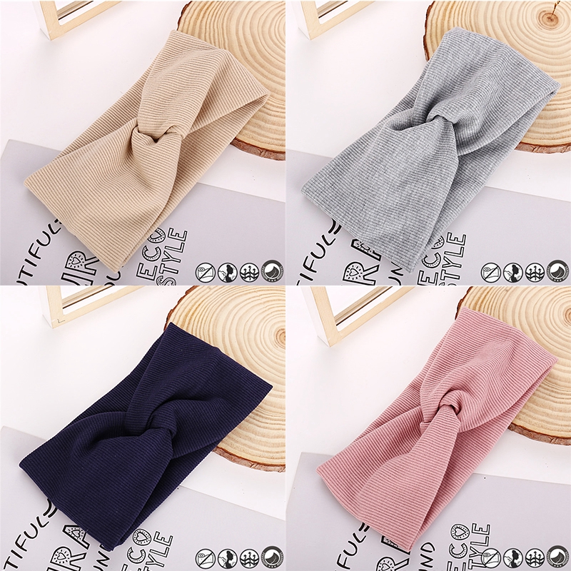 Băng đô AY dạng xoắn vải cotton co giãn thời trang cho nữ
