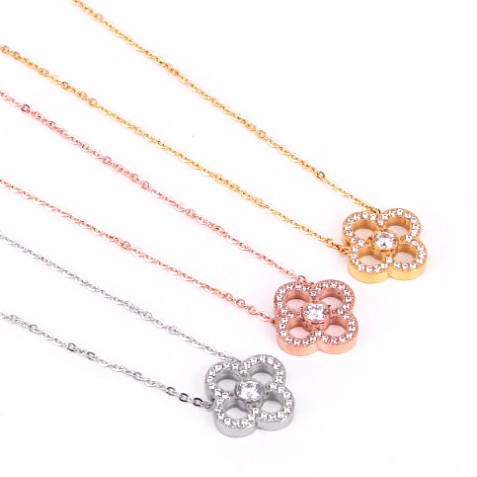 DÂY CHUYỀN TITAN HOA L V ĐÍNH ĐÁ TN177 siêu đẹp, bền màu, chuẩn thời trang