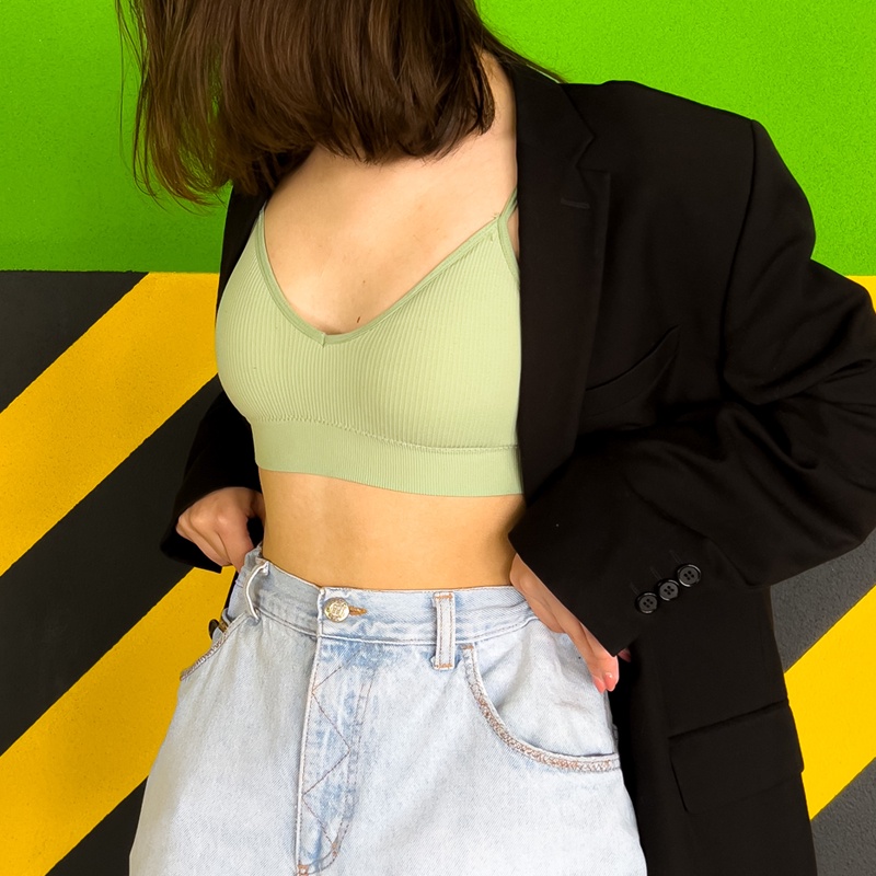 Cute Byte Áo Lót Crop Top Hai Dây Không Đường May Gợi Cảm Dễ Thương Có Đệm Tháo Rời Size S-XL Dành Cho Bạn Nữ
