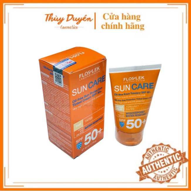 Kem Chống Nắng Floslek Sun Care - Oil Free Sun Protection Tinted Cream SPF50+ 50ml Cho Da Dầu