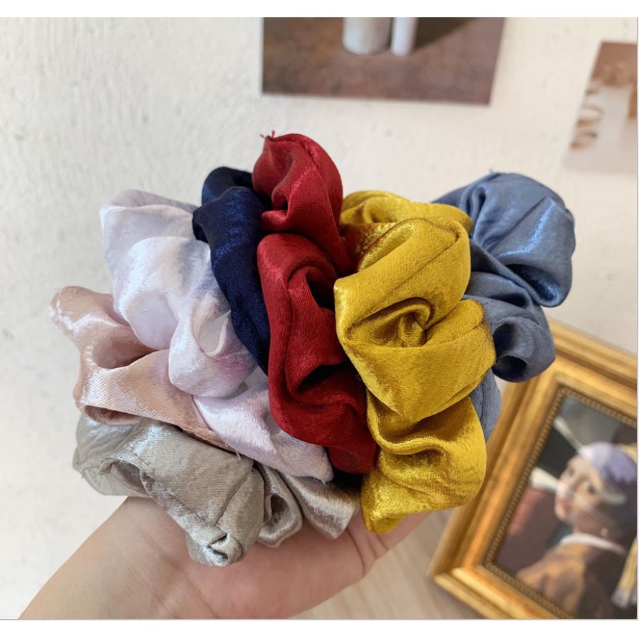 [Mã FAMARAL2 giảm 10K đơn 50K]Dây buộc tóc, cột tóc scrunchies Đơn giản nhiều màu Satin mới nhất 2021