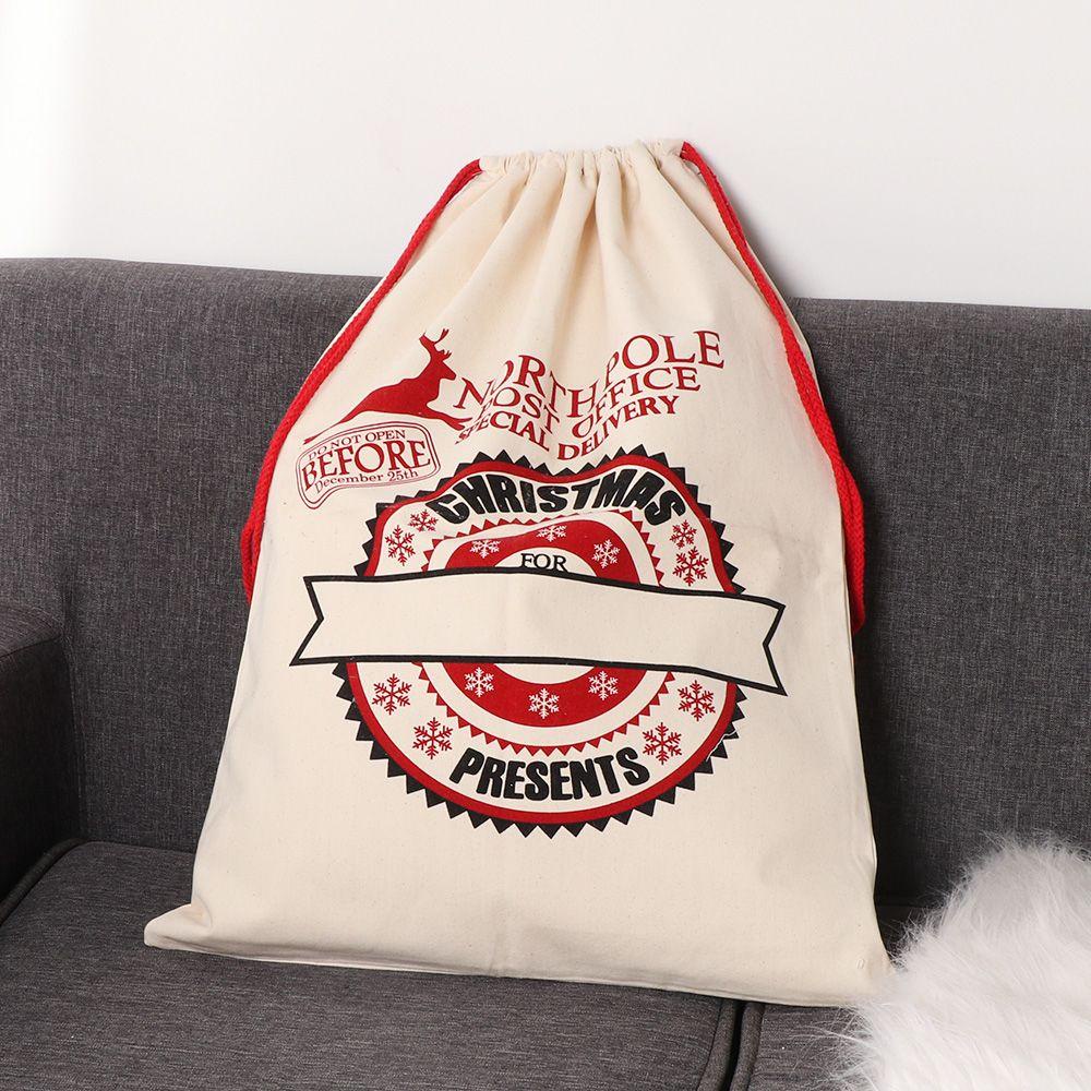 ZAIJIE24 Túi Rút Vải Canvas 19X27Inch In Họa Tiết Ông Già Noel Tuần Lộc Dễ Thương