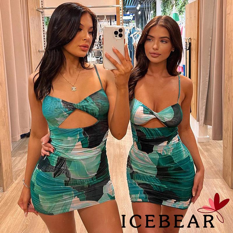 Đầm Hai Dây Dáng Ôm In Họa Tiết Thời Trang Quyến Rũ Cho Nữ