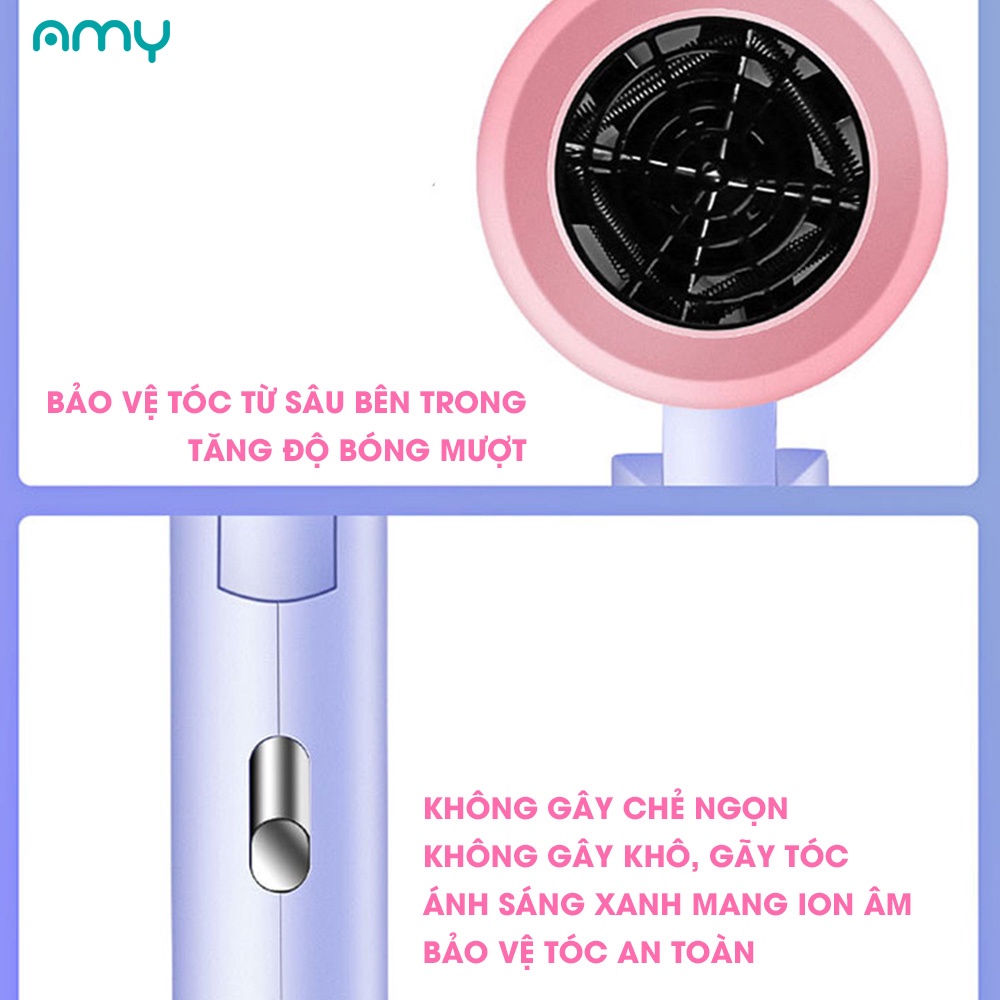 [Mã BMBAU50 giảm 7% đơn 99K] Máy Sấy Tóc mini công suất lớn sấy 2 chiều nóng lạnh AMY FLOWERS có đầu thổi kèm theo