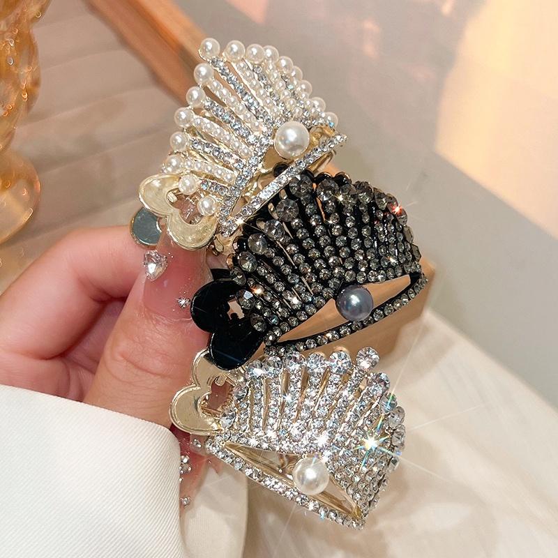 Kẹp Tóc Hình Vương Miện🌸FREESHIP🌸Kẹp Tóc Kim Loại Cố Định Đuôi Ngựa Đính Ngọc Cho Bạn Gái Thời Trang