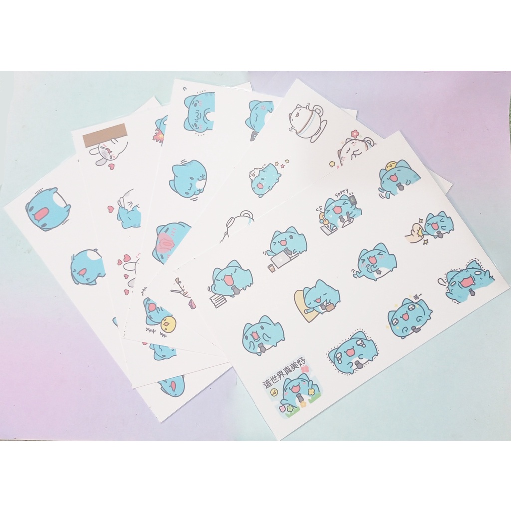 sticker capoo A4 không bế S4A13 cute dễ thương