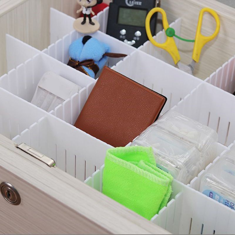 Set 5 Thanh Chia Ngăn Tủ Bằng Nhựa DIY Điều Chỉnh Được