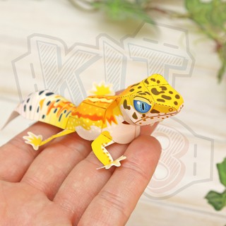 Mô hình giấy động vật Leopard Gecko & Ếch con mini