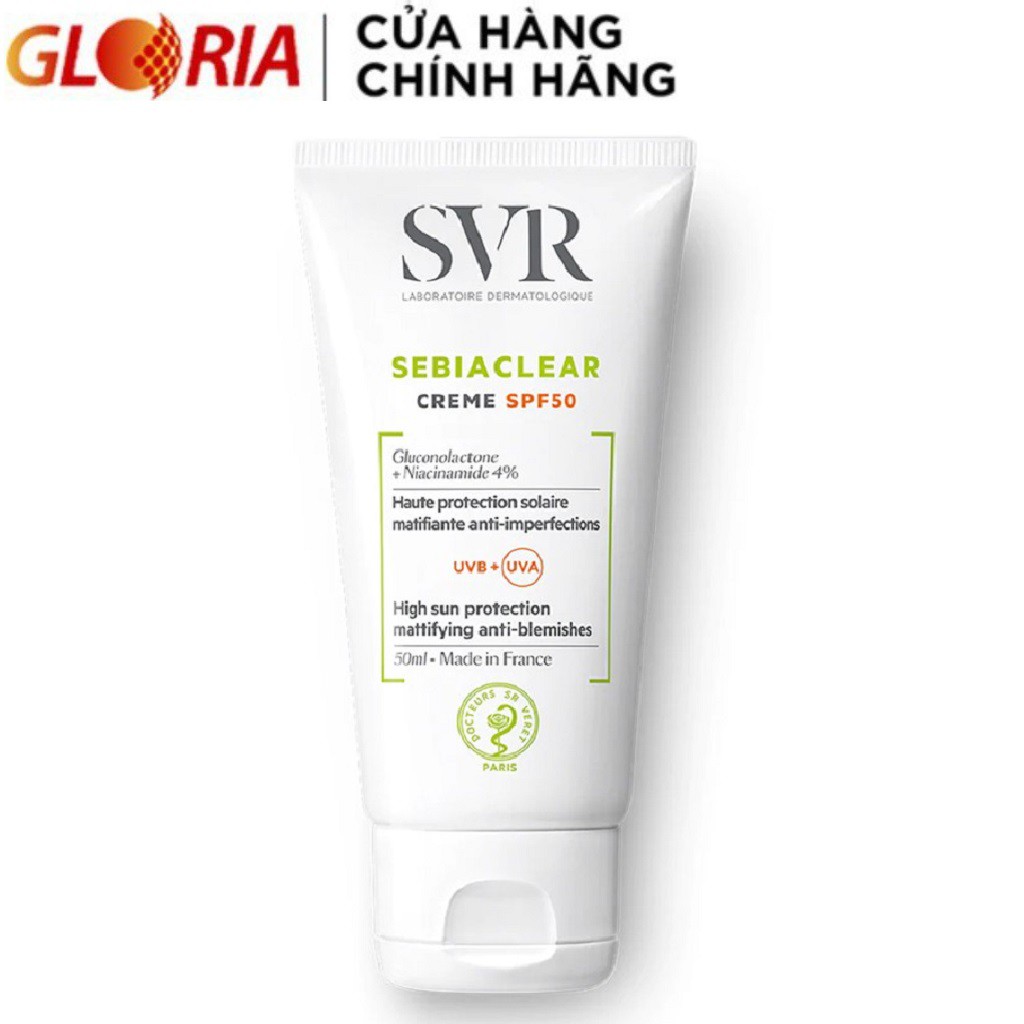 Kem Chống Nắng 4% Niacinamide Cho Da Dầu Mụn SVR Sebiaclear Crème SPF50 40ml