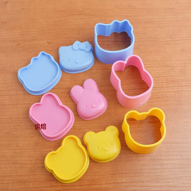 【3C】Set Khuôn Làm Cơm Nắm Sushi Hình Thỏ/Gấu Hoạt Hình DIY Cho Trẻ Em