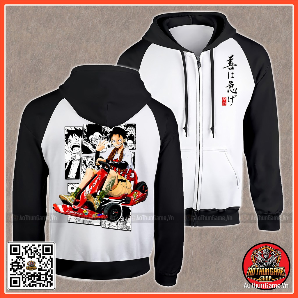 (Hot) BST Áo khoác One Piece LUFFY Mũ Rơm, Áo khoác hoodie có size bé cho trẻ em Anime Manga Nam Nữ (AoThunGameVn)