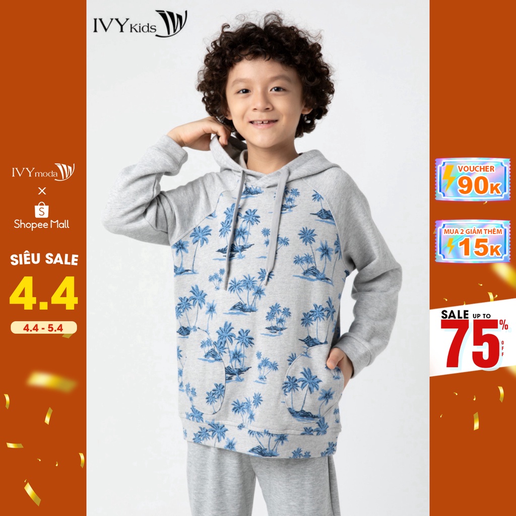 [NHẬP WABRTL5 GIẢM 10% TỐI ĐA 50K ĐH 250K ]Áo hoodie cây dừa bé trai IVY moda MS 59K1392