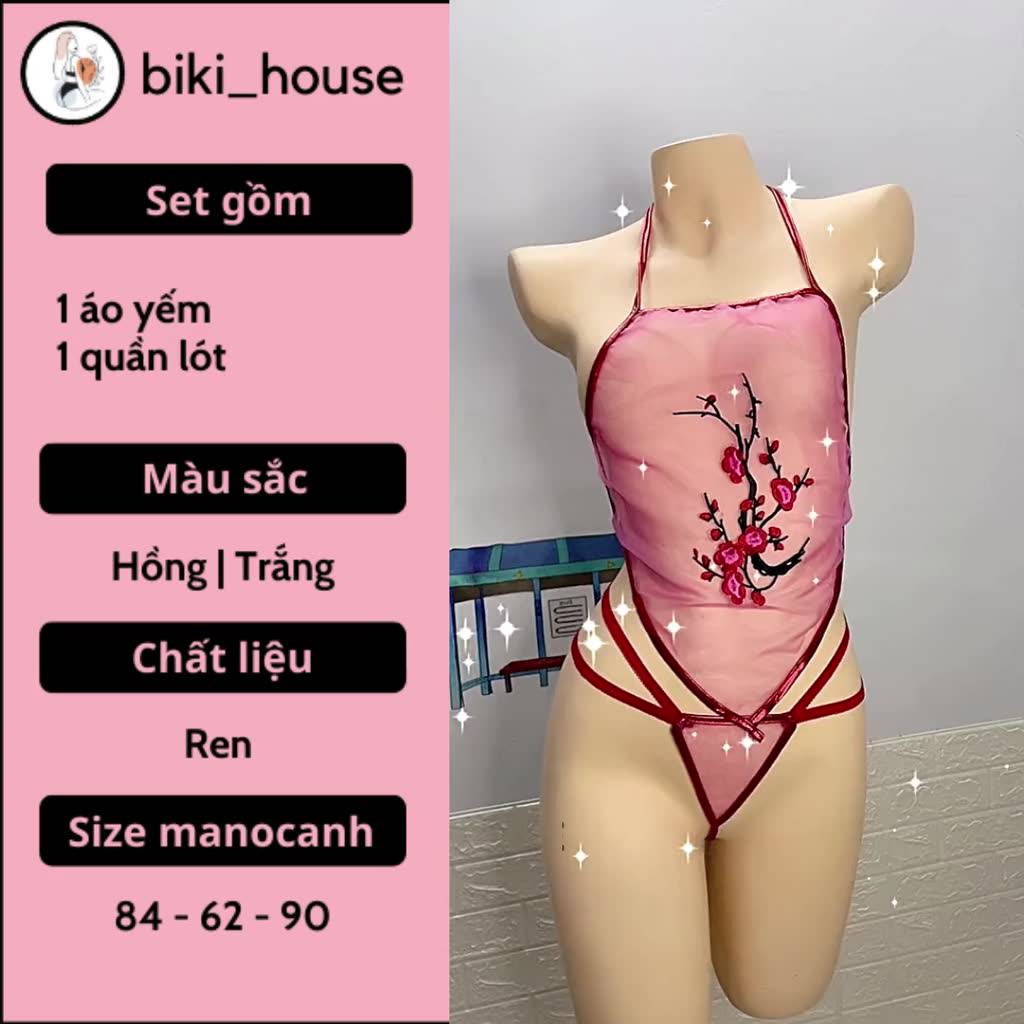 Cosplay cổ trang sexy dạng yếm xuyên thấu gợi cảm bộ ngủ nữ áo yếm thêu hoa đáng yêu quyến rũ BIKI HOUSE N787 - TPHCM | BigBuy360 - bigbuy360.vn