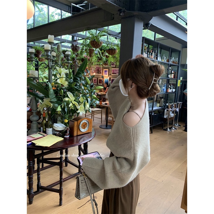 Áo croptop Xiaozhainv trễ vai phong cách Hàn Quốc quyến rũ cho nữ