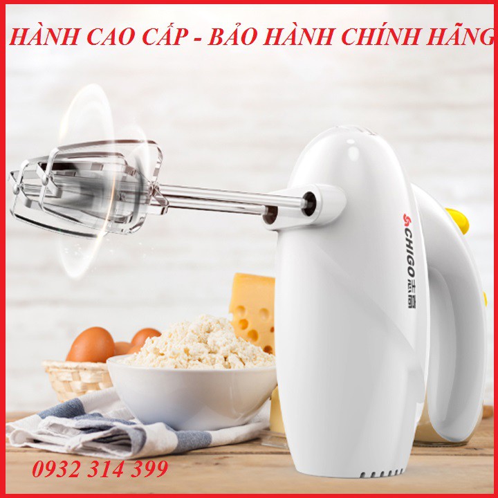 (Hàng chính hãng bảo hàng 6 tháng) Máy đánh trứng dụng cụ làm bánh Chigo  công suất 120W 5 cấp độ