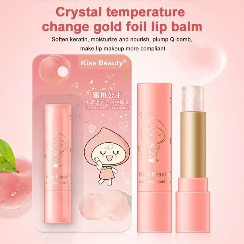Son Dưỡng Hồng Môi Tự Nhiên Đào KISS BEAUTY PEACH Son Dưỡng Chống Nứt Nẻ Môi Son Lót Đầy Môi Rắc Vàng Nội Địa Trung | BigBuy360 - bigbuy360.vn