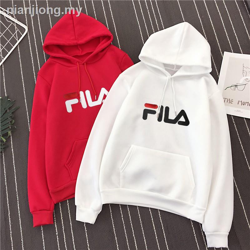 Áo Hoodie Fila Tay Dài Dáng Rộng Phong Cách Hàn Quốc Cho Nam Và Nữ