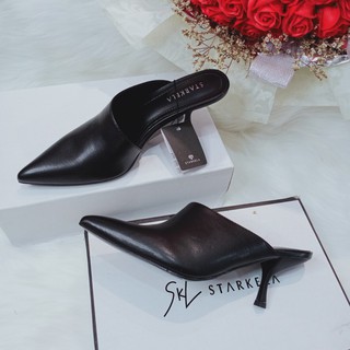 Sục da nữ, gót cao 5cm, màu đen, da bóng