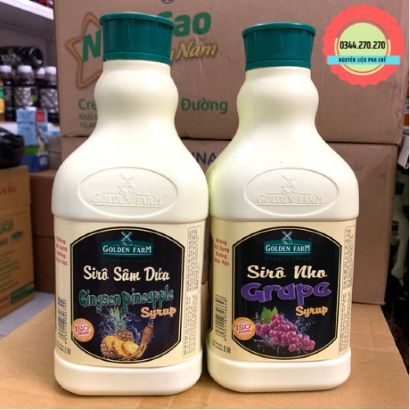 Siro Golden Farm 2L ĐÀO, VẢI, DÂU, BLUECURACAO, ỔI, KHOAI MÔN...