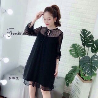 Đầm ren bi 2 lớp