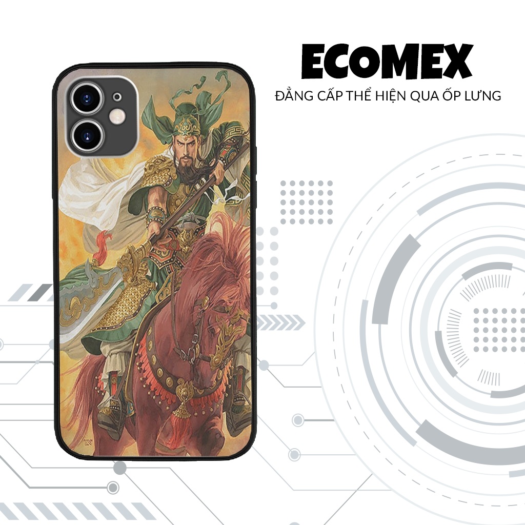 Ốp Lưng Ip hình Quan Vũ Giương Đao Quan Vũ Trên Mã Ô ECOMEX cho iPhone 5 6 7 8 Plus 11 12 Pro Max X Xr MYS20220045
