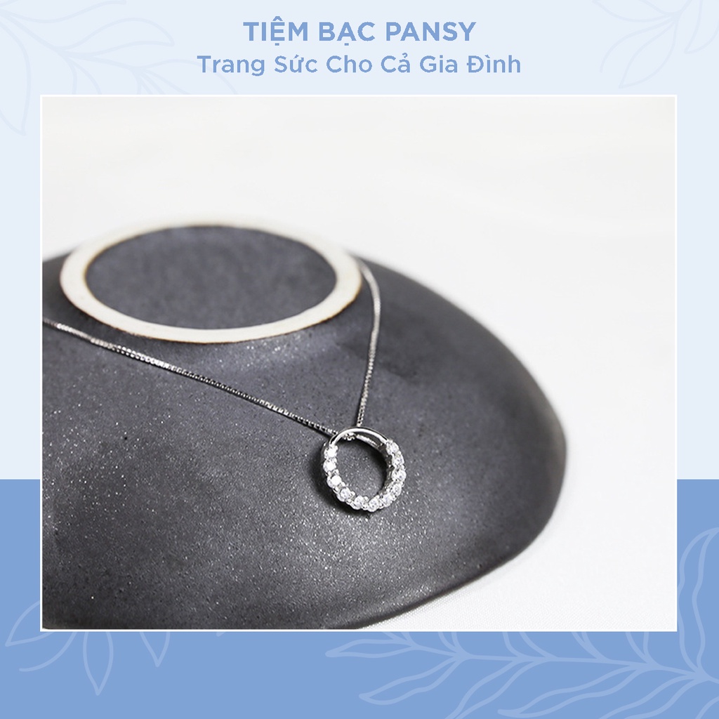 Dây chuyền bạc nữ PANSY hình tròn nạm đá nữ tính, vòng cổ ENDLESS SPACE bạc đẹp