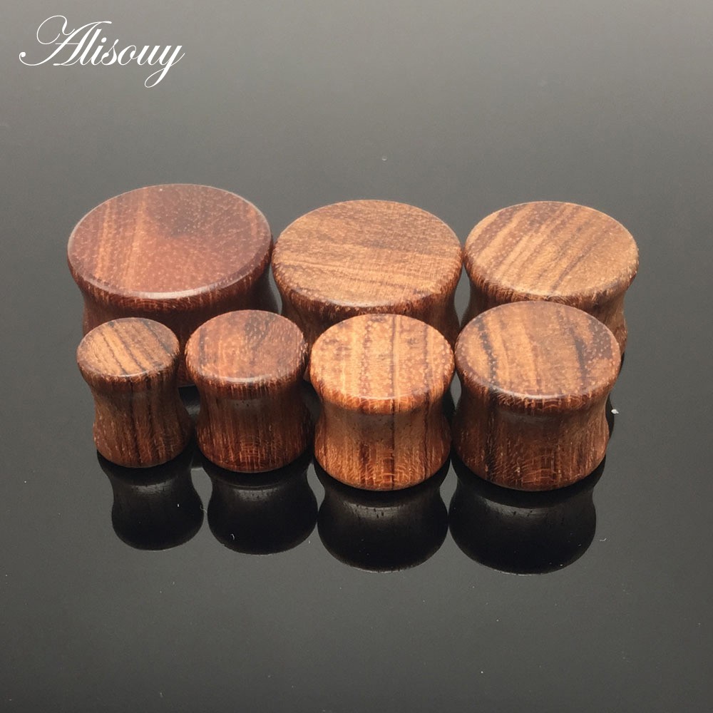 Alisouy Set 2 Nút Gỗ Bịt Lỗ Tai / Đường Hầm Bằng Gỗ Tự Nhiên
