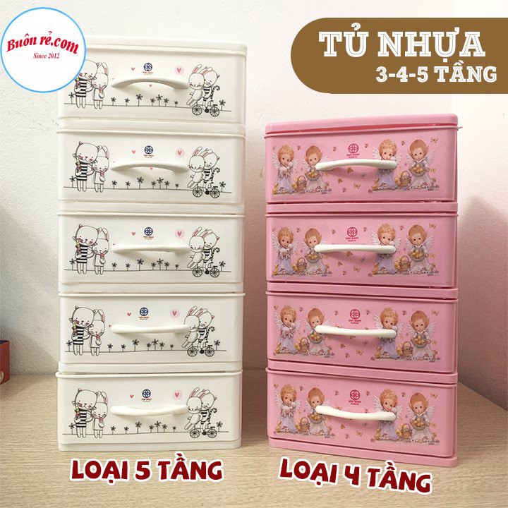 Tủ nhựa mini 5 tầng Việt Nhật -Tủ mini để bàn đựng mỹ phẩm, đồ dùng đa năng (MS:3623/3624/3625) -br 01314