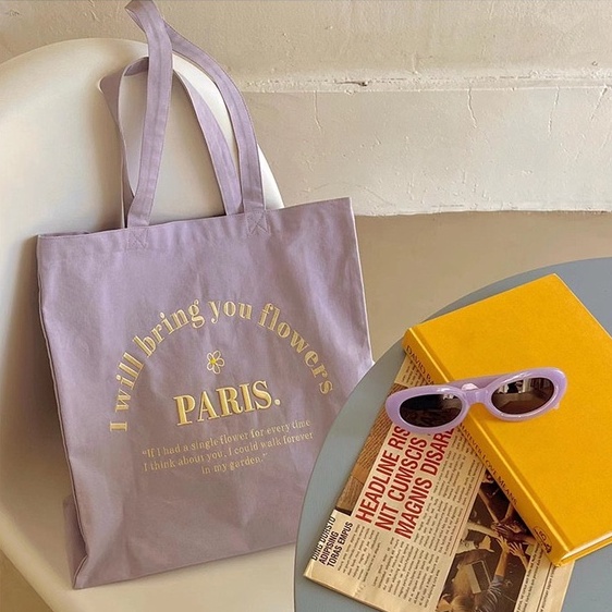 Túi Xách Đựng Hộp Cơm Trưa In Họa Tiết Paris Thời Trang Cho Nữ