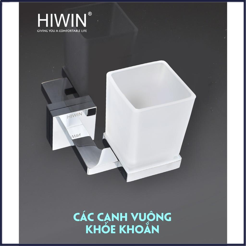 Kệ cốc đơn đựng bàn chải nhà tắm cạnh vuông đồng mặt gương cao cấp HIWIN Y-1202