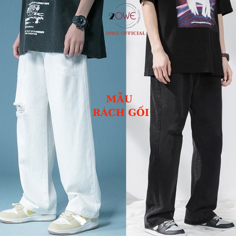 Quần Jeans Baggy Dáng Rách Gối 2020