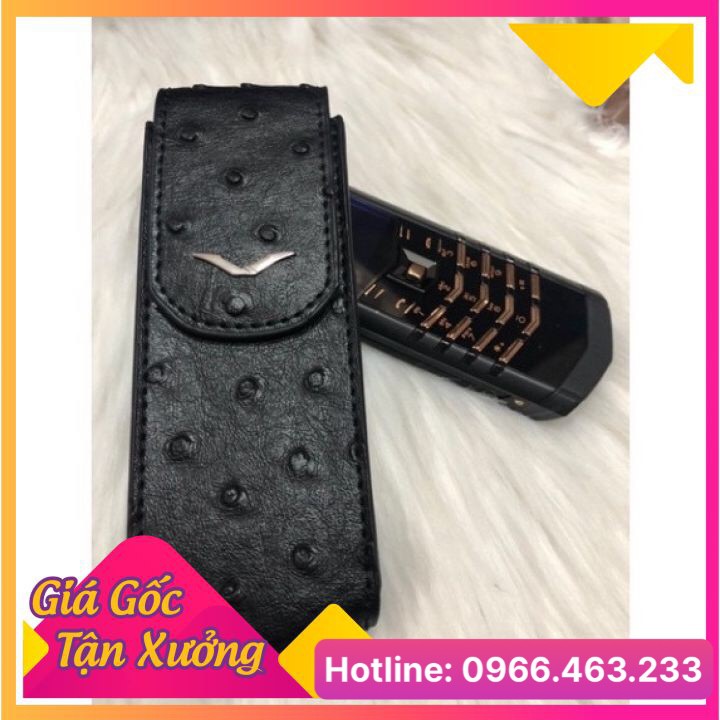 Bao Da Nắp Gấp Vertu SING S DA ĐÀ ĐIỂU ĐEN