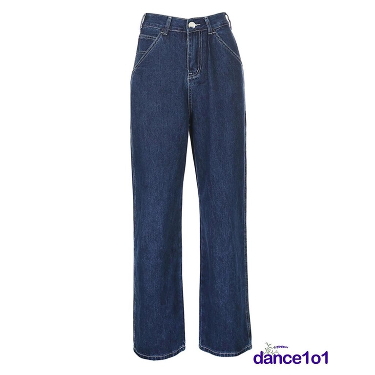 Quần jeans dài lưng cao ống đứng thời trang cho nữ