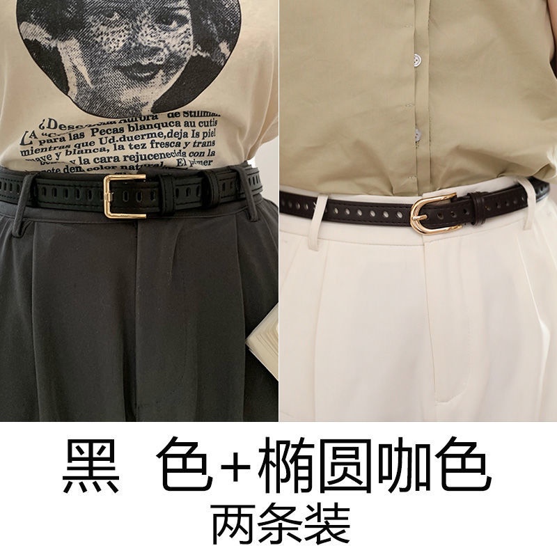 Thắt Lưng Da Pu Phối Lỗ Toàn Diện Phong Cách Cổ Điển Cho Nữ