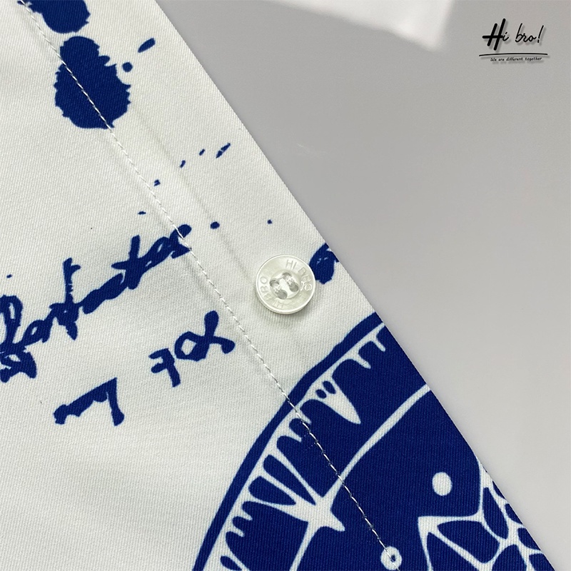 Áo sơ mi nam tay ngắn họa tiết HIBRO chất vải lụa Kate Mỹ cao cấp mềm, mịn, mát không nhăn và không bong tróc MÃ: H07