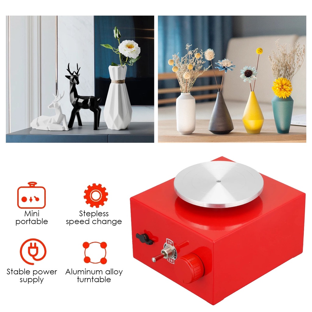 Máy Làm Gốm Sứ Mini Có Khay Xoay 45mm / 60mm / 100mm Cho Người Mới Bắt Đầu DIY