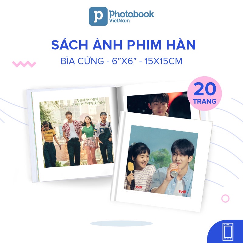 [Toàn Quốc][E-voucher] In sách ảnh phim bìa cứng 20 trang 6” x 6” (15 x 15cm) - Thiết kế trên app Photobook