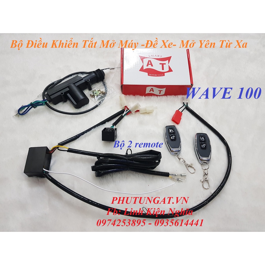 Bộ Điều Khiển Tắt Mở Máy Đề Xe Từ Xa Kèm Mở Yên Điện Tích hợp trên Remote Xe Wave 100 lớn Wave nhỏ