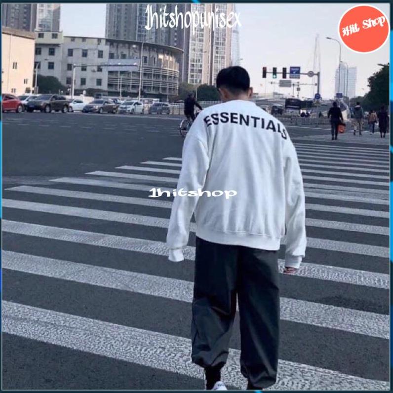 Áo Sweater nam nữ 1HITSHOP UNISEX Áo Nỉ Cổ Tròn Essential nỉ cotton trần bông co giãn dày ấm form rộng 2 màu đen trắng | BigBuy360 - bigbuy360.vn