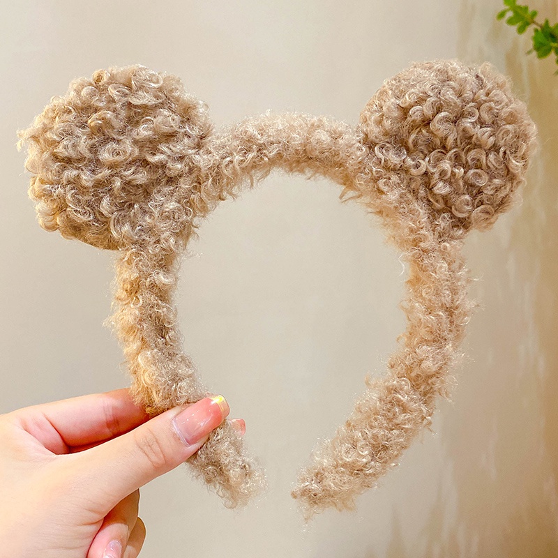 Băng Đô Vải Len Lông Cừu Hình Gấu Dễ Thương Cho Bé Gái