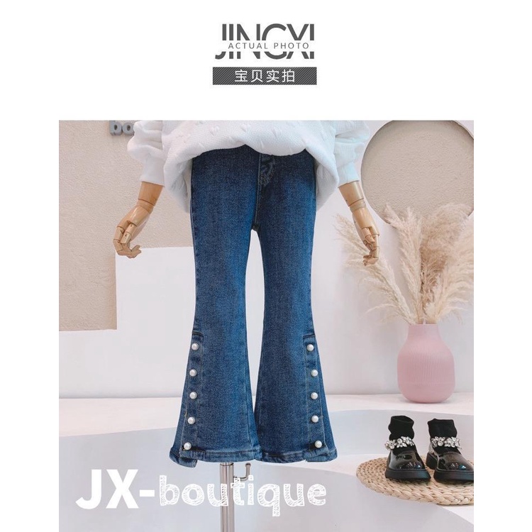 [Hàng Mới Về] Quần Jean Ống Loe Ôm Dáng Vừa Vặn Dày Dặn Phong Cách Phương Tây Thời Trang Thu Đông Cho Nữ