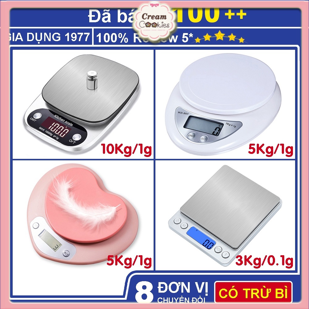 Cân Tiểu Ly điện Tử Nhà Bếp Cao Cấp định Lượng 1g - 10kg, Cân Tiểu Li Mini Làm Bánh độ Chính Xác Cao Kèm Pin